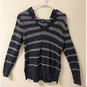 Navy and White Striped Hooded Sweater